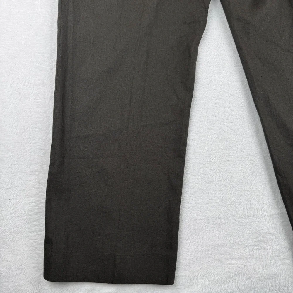 Stafford Linen Blend Trousers Mens 44x30 Brown Classic‎ Fit Flat Front Pants